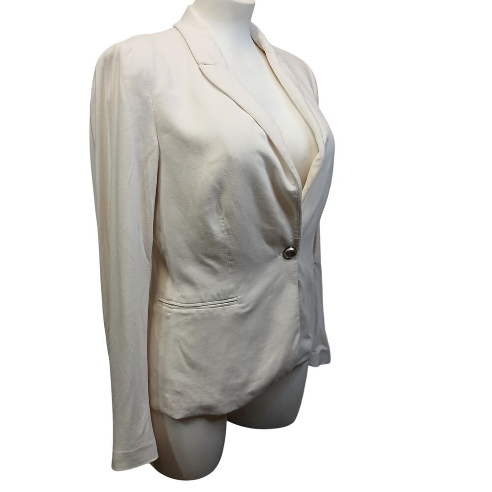 Zara Basic Womens Large Cream Ivory One Button Fitted Blazer Jacket